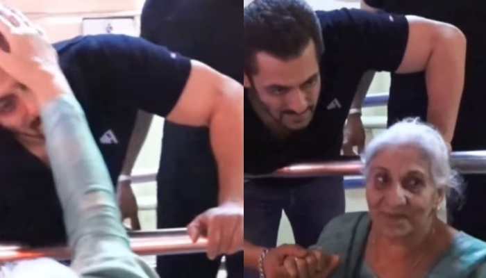 Salman Khan, outside Antim&#039;s screening, accepts blessings from elderly woman - Watch