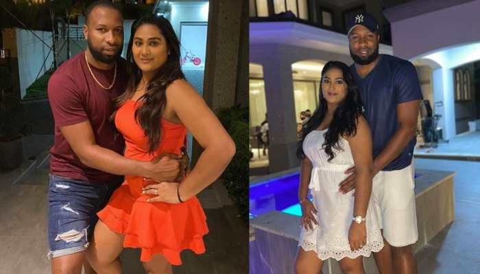 West Indies and Mumbai Indians all-rounder Kieron Pollard with his wife Jenna Ali. Pollard and Jenna got married back in 2012. (Source: Twitter)