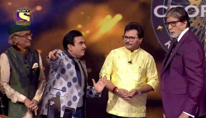 KBC 13: Amitabh Bachchan meets TMKOC cast, Jethalal aka Dilip Joshi arrives with snack cart! - Watch