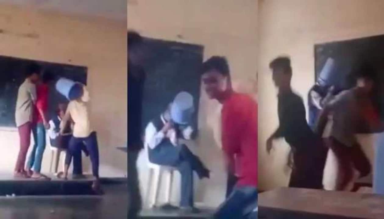 Teacher Attack Student Sex Video - Students assault teacher, Karnataka govt orders action after video goes  viral - Watch | India News | Zee News