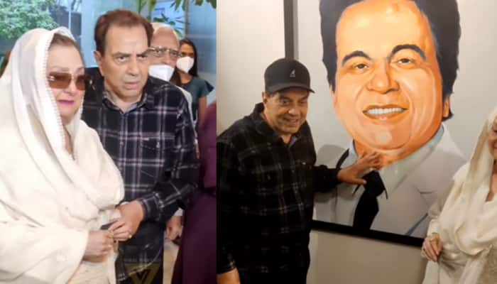 Saira Banu gets teary-eyed on Dilip Kumar's birth anniversary, Dharmendra consoles her - Watch video