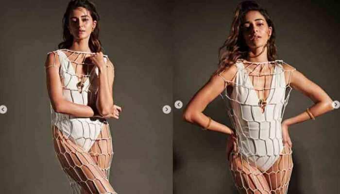 Ananya Panday drops her bold photoshoot in white monokini with net, hilariously trolls herself