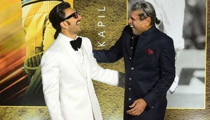 Ranveer Singh and Kapil Dev&#039;s &#039;awkward&#039; kiss at &#039;83 premiere goes viral - See pic inside