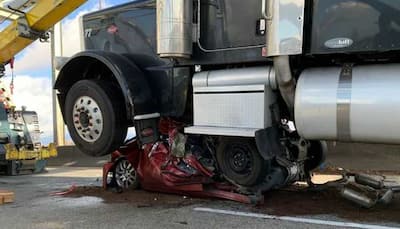 Shocking! Woman survives horrific accident with truck, check pictures here