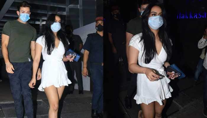 Ajay Devgn&#039;s daughter Nysa steps out in a short white skater dress on a dinner date - Watch