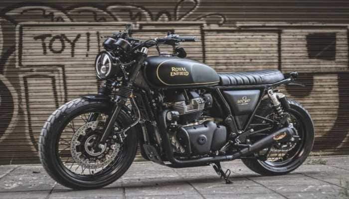 This stunning all-black customized motorcycle is a Royal Enfield Interceptor 650 underneath