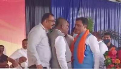 Watch: Congress Karnataka MP, BJP minister engage in a fight on stage before CM Basavaraj Bommai