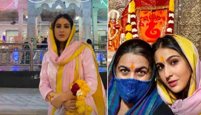 Sara Ali Khan seeks blessings at Indore&#039;s Khajrana Ganesh temple with mom Amrita Singh