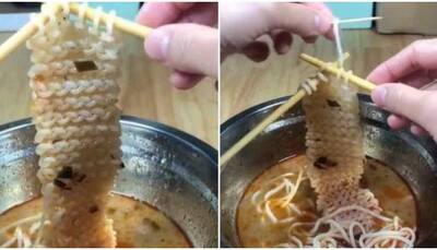 Bizarre! Person knits noodles, makes internet go crazy- Watch