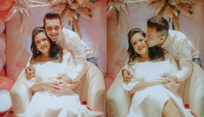 Aditya Narayan shares pics from Shweta Agarwal’s baby shower, parents-to-be look royal in white