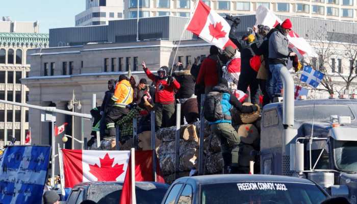 Thousands stage protest in Canada&#039;s Ottawa against PM Justin Trudeau&#039;s Covid-19 vaccine mandates