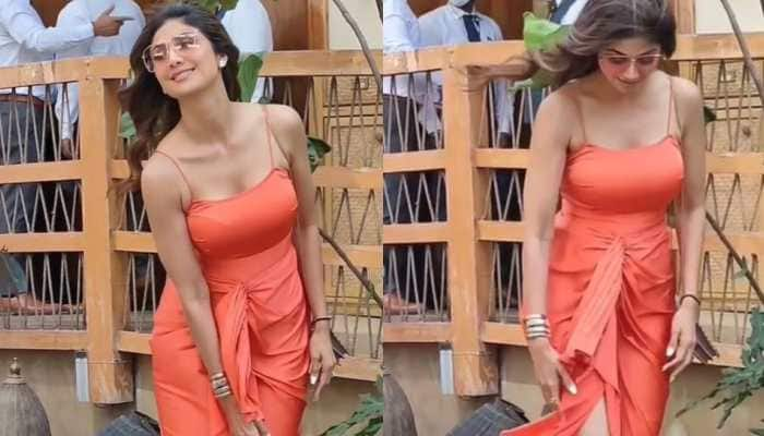 Shilpa Shetty suffers OOPS moment in orange slit dress on sister Shamita&#039;s birthday - Watch