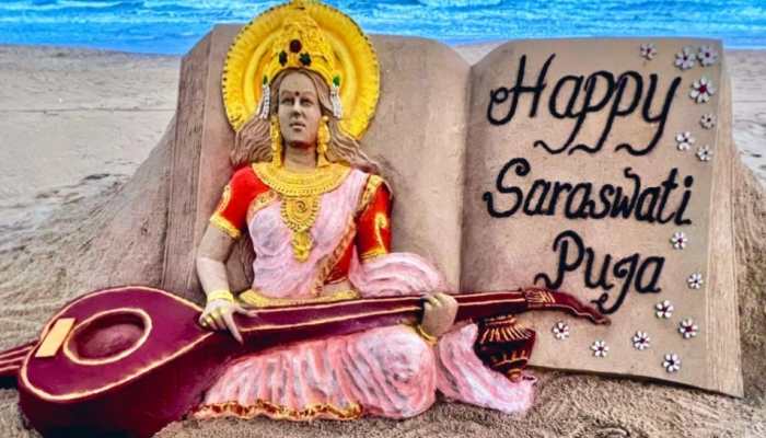 Basant Panchami 2022: Sudarsan Pattnaik honours goddess Saraswati with stunning artwork!