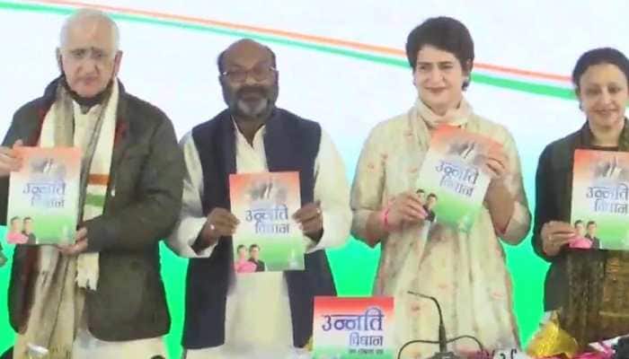 UP Polls: Priyanka Gandhi launches Congress manifesto &#039;Unnati Vidhan Jan Ghoshna Patra-2022&#039;