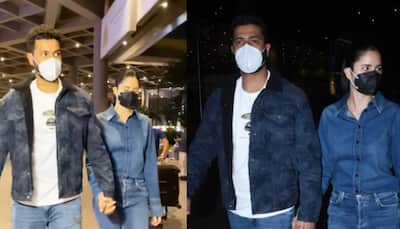 Katrina Kaif-Vicky Kaushal return to Mumbai to celebrate first Valentines Day after wedding, walk hand-in-hand at the airport: Video