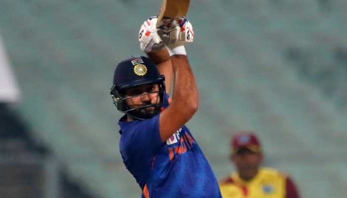 Team India captain Rohit Sharma en route his 40 off 19 balls broke Pakistan skipper Babar Azam's record. Rohit now has 559 runs in T20 cricket against West Indies, the most in this format going past Babar's tally of 540 runs. (Source: Twitter)