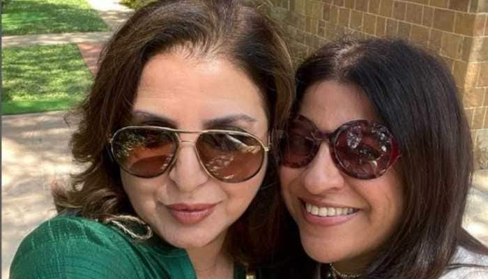 &#039;Aaj hamare bhai ki shaadi hai&#039;: Farah Khan poses with Zoya Akhtar at Farhan-Shibani wedding