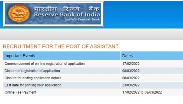 RBI Assistant Recruitment 2021: Bumper vacancies! Apply for 950 posts, check details here