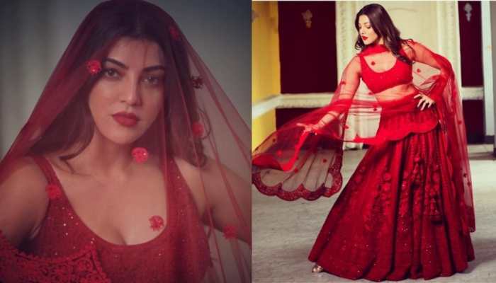 Kajal Aggarwal thanks fans for 21 million followers in beautiful red lehenga