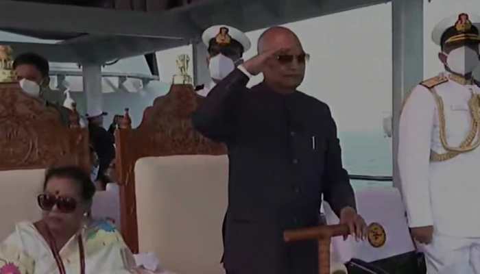 President Ram Nath Kovind accorded 21-gun-salute, reviews Naval Fleet at Visakhapatnam 