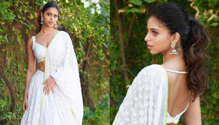 Suhana Khan's desi avatar in Manish Malhotra's chikankari lehenga, backless choli is a hit, see pics!
