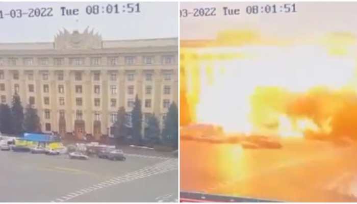 Russian missile blows up government HQ in Ukraine&#039;s Kharkiv- Watch