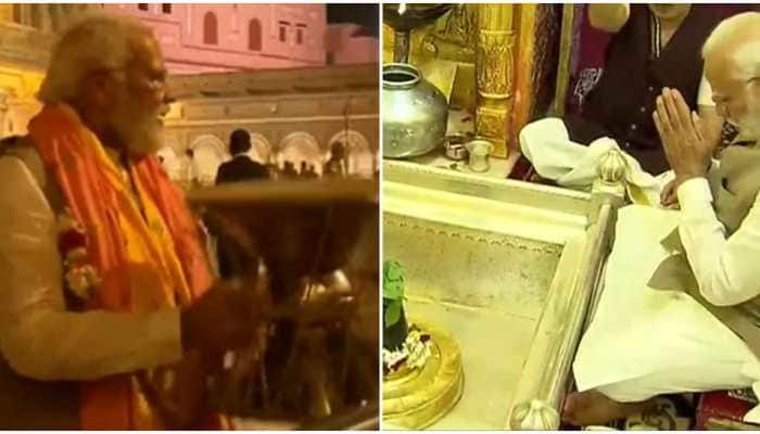 UP Polls: PM Modi offers prayers at Kashi Vishwanath, plays &#039;Damaru&#039;- Watch