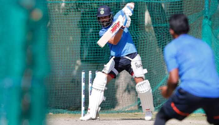 Former India captain Virat Kohli bats in the nets in Bengaluru ahead of India vs Sri Lanka Pink Ball Test. Kohli is the only Indian batter to score a hundred in Pink Ball Test, 136 vs Bangladesh in Kolkata. (Source: Twitter)
