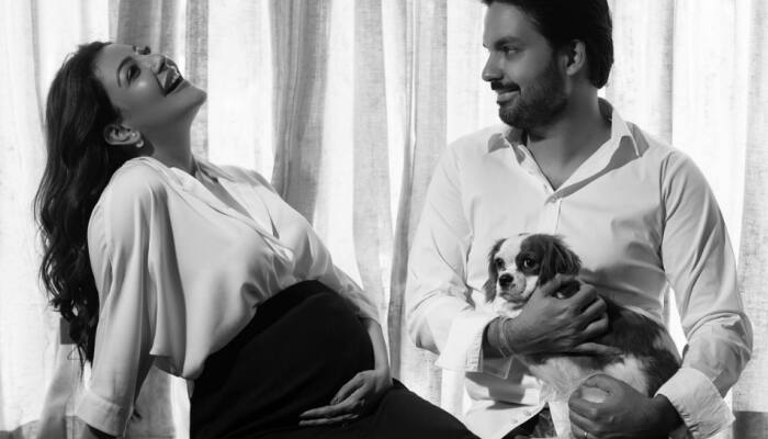 Pregnant Kajal Aggarwal stuns in a long black dress for her maternity photoshoot: Pic