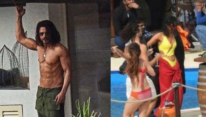 Shirtless Shah Rukh Khan flaunts his 8-pack abs; LEAKED pics from Pathaan sets go viral!