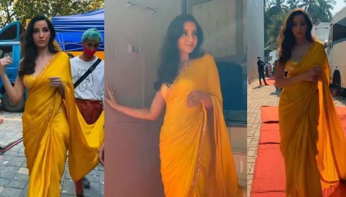 Hey, that&#039;s desi Nora Fatehi burning Instagram in a smouldering mustard saree - Watch