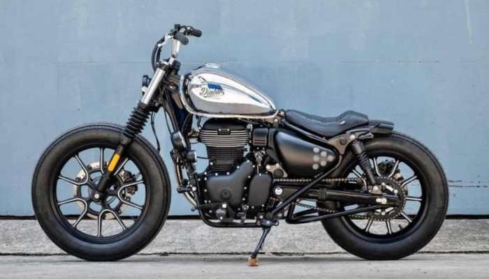 This cool looking Bobber is actually a modified Royal Enfield Meteor 350, check pics