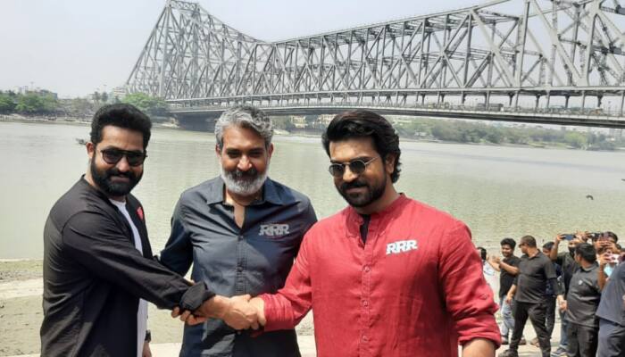 SS Rajamouli, Ram Charan and Jr NTR visits Kolkata’s Howrah Bridge ahead of ‘RRR’s release
