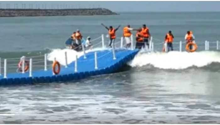 Kerala installs floating bridge at Beypore beach for a ride on waves- Watch