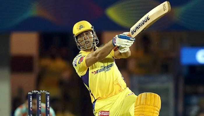 Former CSK captain MS Dhoni en route to scoring an unbeaten 16 against Lucknow Super Giants in their IPL 2022 match. Dhoni completed the landmark of 7000 runs in T20s. He became the sixth Indian player to achieve the feat. (Photo: ANI)