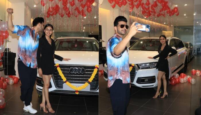 Tejasswi Prakash buys Audi Q7 worth Rs 80 lakh, boyfriend Karan Kundrra turns pap, kisses ladylove: Pics, videos