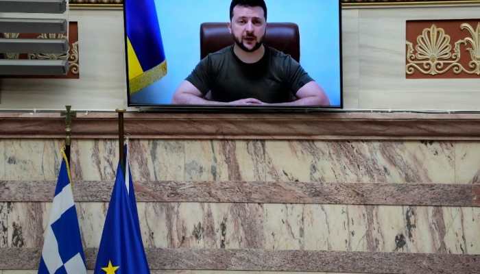 Ukraine president Volodymyr Zelenskyy asks Europe for more Russia sanctions, invokes Greek battle cry