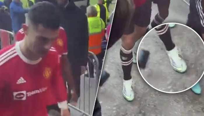 Cristiano Ronaldo SMASHES fan&#039;s phone after Manchester United lose to Everton - WATCH