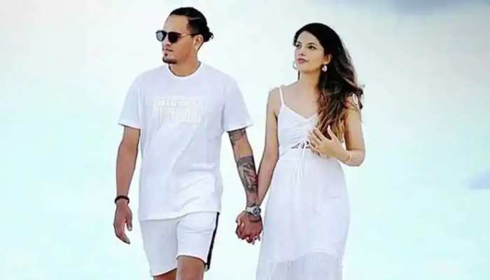 Punjab Kings leg-spinner Rahul Chahar with his wife Ishani Johar. Rahul Chahar was bought by PBKS at the IPL 2022 auction for Rs 5.25 crore. (Source: Twitter)