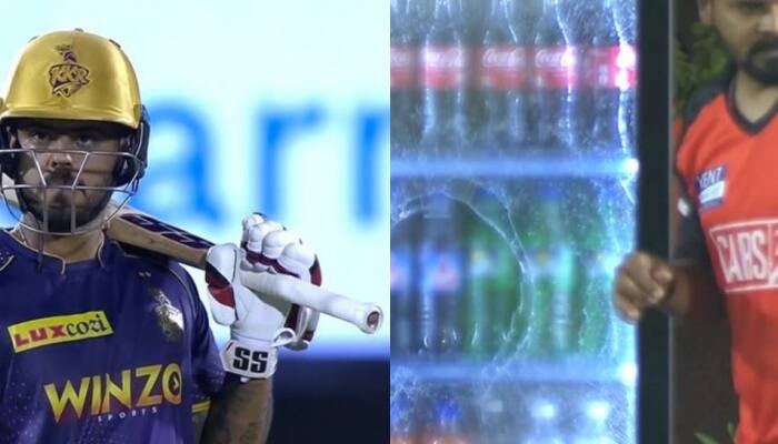 IPL 2022: KKR&#039;s Nitish Rana breaks fridge glass with flattest six of tournament off Umran Malik - WATCH