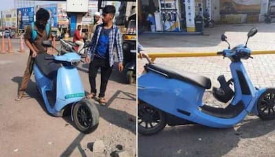 Ola Electric scooter suspension breaks after head-on collision, images go viral