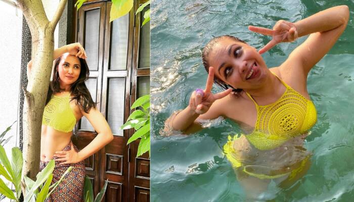 Lara Dutta enjoys pool-time in a chic yellow crochet bikini set, sets internet ablaze with photos!