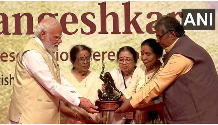 PM Modi receives the first Lata Deenanath Mangeshkar Award in Mumbai