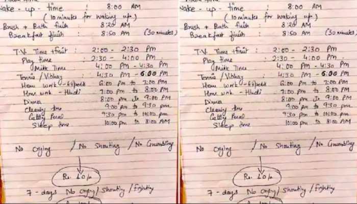 Viral: Father-son duo sign timetable agreement, 6-year-old to get Rs 100 for not crying and shouting