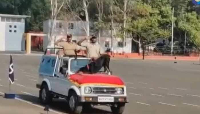 Viral: Pune police dog bows on top of vehicle bonnet at parade in Maharashtra - Watch video