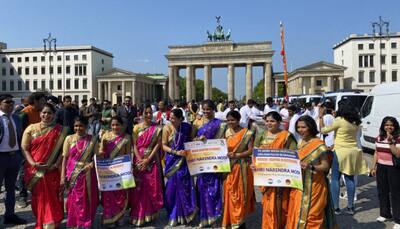 PM Modi in Europe: Colours of India displayed at Berlin’s Brandenburg Gate- WATCH