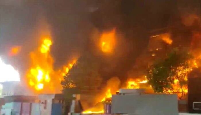 Massive fire breaks out at a rubber factory in Navi Mumbai's Pawane, at least 20 fire tenders on spot