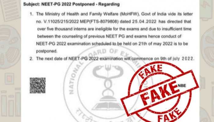 NEET PG 2022 not postponed, will happen on May 21: Centre after &#039;fake&#039; notice circulates on social media