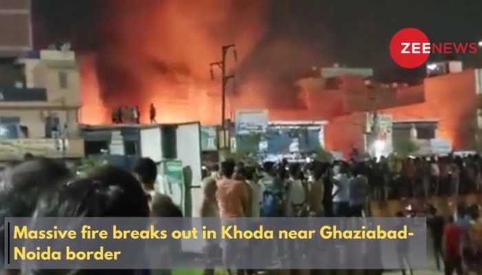 WATCH: Massive fire breaks out in Khoda near Ghaziabad-Noida border, panic-stricken people rush out of their homes