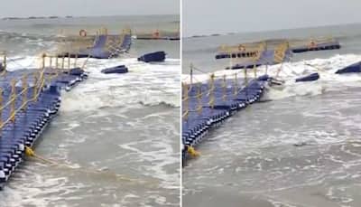 Karnataka's first floating bridge falls apart 3 days after inauguration - Watch viral video